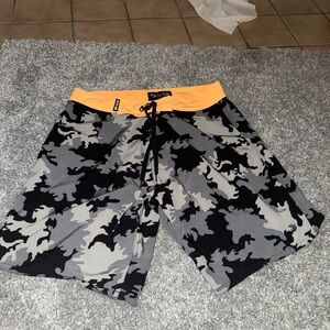Men's Camo Swim Shorts - Orange and Gray